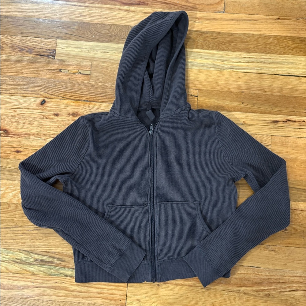 Skims Waffle Knit Full Zip Hoodie